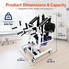 Hydraulic Patient Lift Transfer Chair, 180° Open, 440lbs, 29x21x40in, Home Care