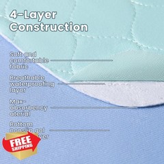 ESWIN 4 Washable Waterproof Bed Pads Light Green 18″X24″