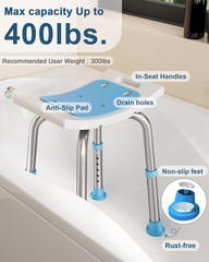 Shower Chair for inside Shower, 400 Lbs Adjustable Shower Stool with Suction Fee