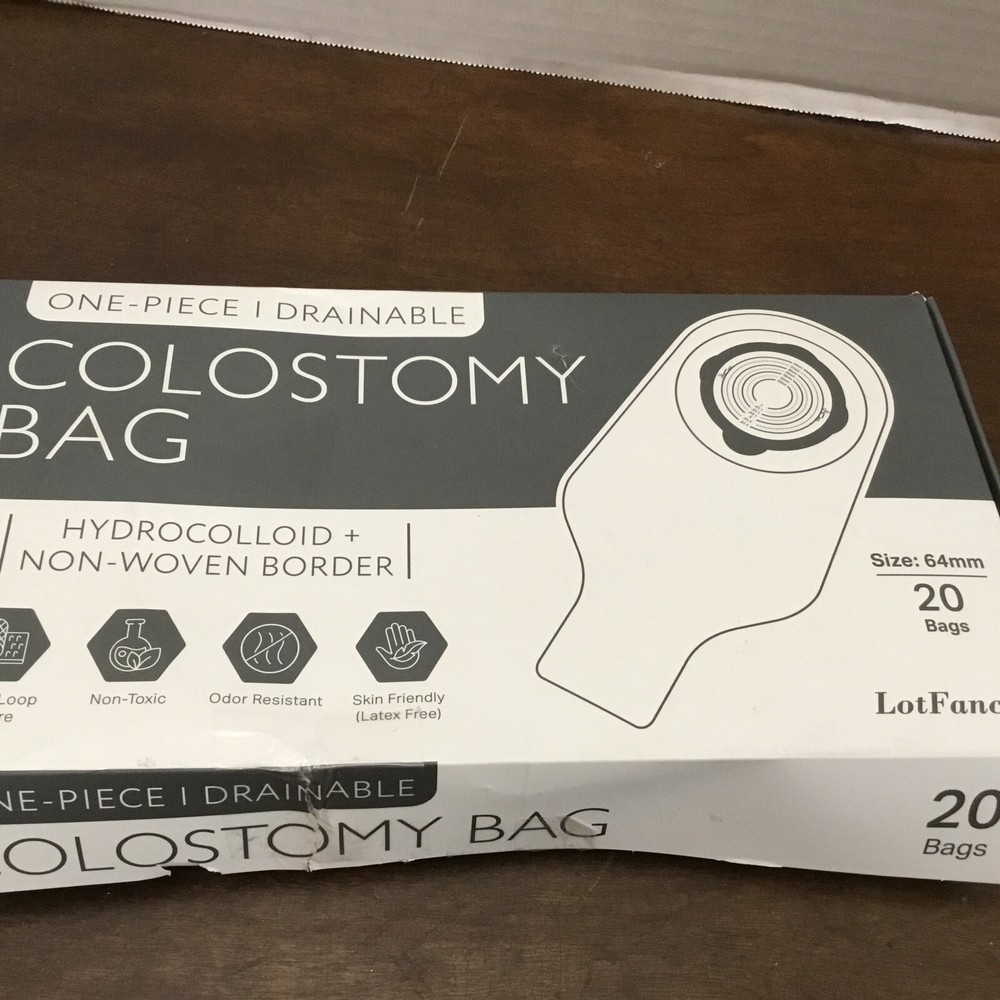 18 One Piece Drainable Colostomy Bags 64mm Hydrocolloid Non Woven Border