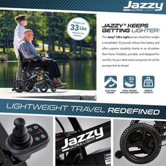 Pride Mobility Jazzy Ultra Light Folding Travel Power Chair – 300 lbs…