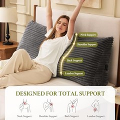 Headboard Pillow Headboard Wedge Pillow, Back Rest Pillows for Queen Dark Grey