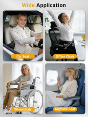 Adjustable Car Seat Lumbar Support Pillow Dual Straps Memory Foam Lower Back Wai