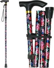 Adjustable Folding Cane Lightweight Aluminum Walking Stick with Wrist Strap f…