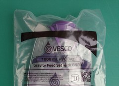 Vesco Medical 1000ml PVC Bag Gravity Feed Set with ENFit, VED-046. Lot of 30