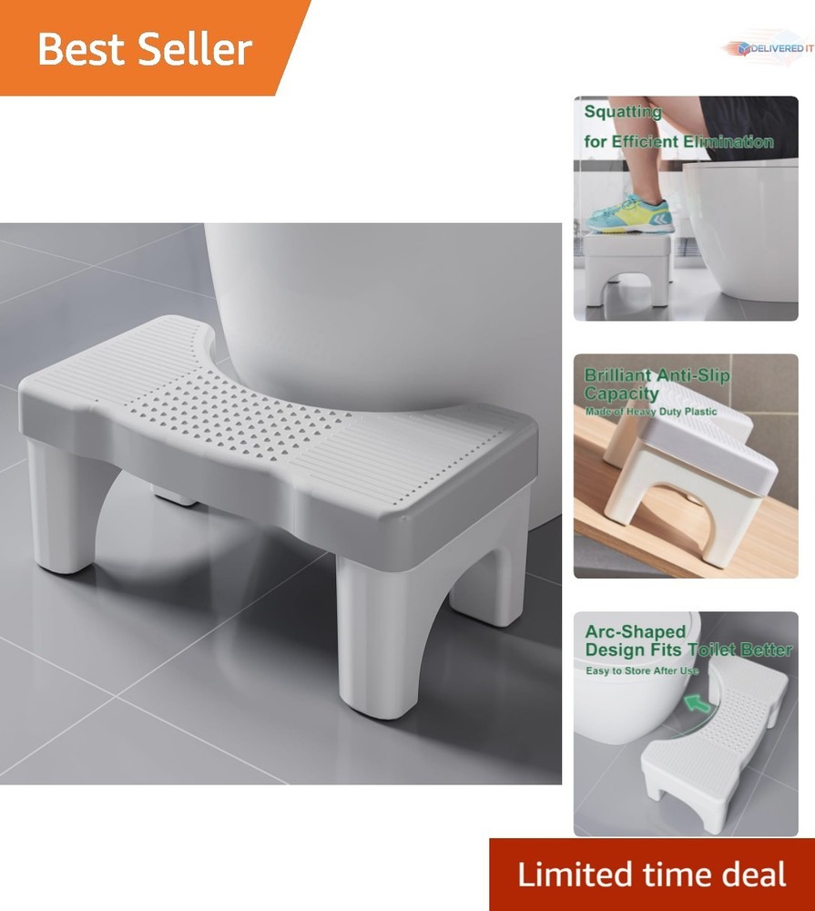Toilet Stool Plastic Squatting Pedestal Bathroom Step for Adults Kids Non-Slip