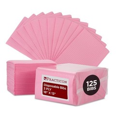 Durable 125 Pack Pink Waterproof Paper Bibs – Great for Nails, Tattoos & More