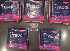5 packs ~Women’s Prevail Daily Pads for Bladder Leaks-20 Cnt Moderate absorbency