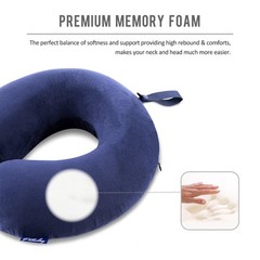 Fabuday Travel Pillow Memory Foam – Head Neck Support Adult Size, Blue