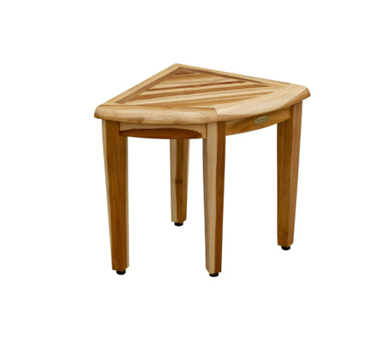 Corner Bench Bath Teak Wood Seat Shower Stool Chair Room Shaving Stand Compact