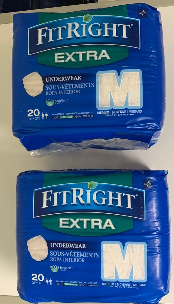 FitRight Medium Underwear Diapers Adult 2 Pack Of 20 = 40ct