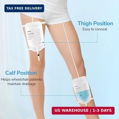 3 Pack Catheter Bags, 1000mL/33.8oz, Easy-Tap Leg Bag Urinary Drainage Bag, Anti