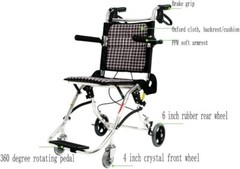 Transport Ultra Light 15 lb Foldable Aluminum Wheelchair for Traveling Boarding