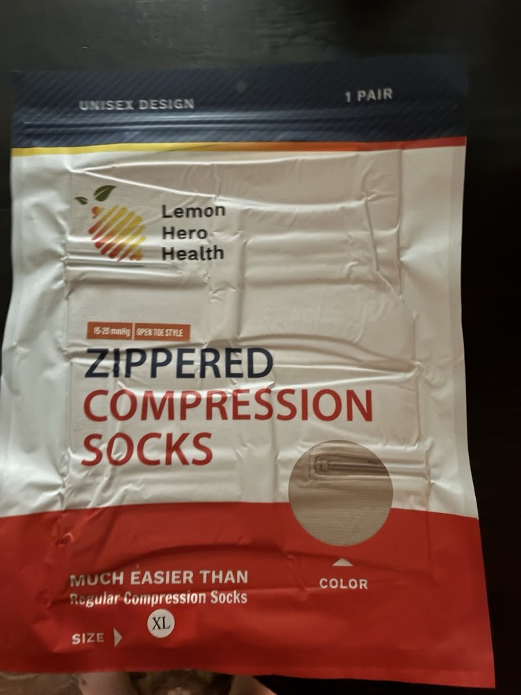 XL Zippered Compression Socks open toe 15-20 mmhg
