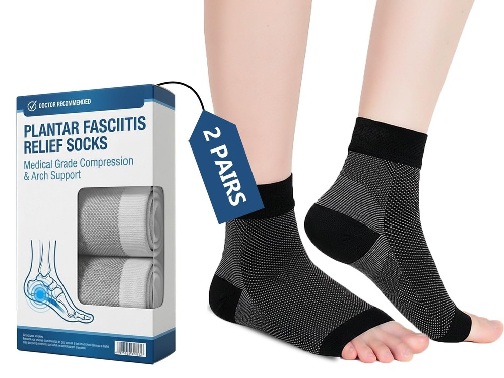 Edamon Compression Socks for Plantar Fasciitis – Arch & XXX-Large, White