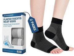 Edamon Compression Socks for Plantar Fasciitis – Arch & XXX-Large, White