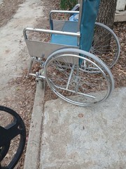 Lightweight Manual Wheelchair Metal Frame Silver Blue Seat Adult Indoor Outdoor