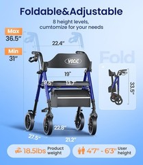Walkers for Seniors, Z21 Rollator Walker with Seat Supports 350lb, 8″ Big Whe…