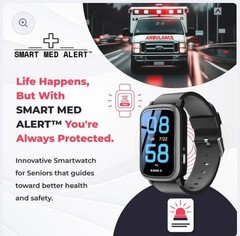 Smart Med Medical Alert Rectangular Smart Watch For Seniors | Fall Detection