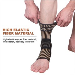 Copper Ankle Support Brace Compression Sleeve Socks Elastic Foot Pain Relief