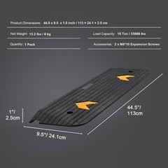 Rubber Curb Ramp 1″ Rise Non-Slip Heavy Duty 15000kg Load Threshold Ramp New