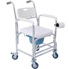 4 in 1 Bedside Commode Chair Medical Shower Wheelchair 350lbs for Elderly Senior