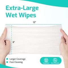 Trustplus Wet Wipes for Adult No Rinse, Extra Large 8”x12” Body Cleaning Wash…