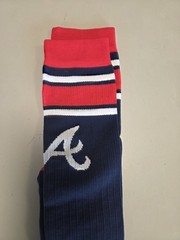 Atlanta Braves Pro Compression Socks Over The Calf L/xl 20-30 Mmhg Mlb