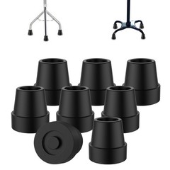 MFE Quad Cane Tip (8 Pack), Non-Slip Durable Rubber 5/8 Inch, Black