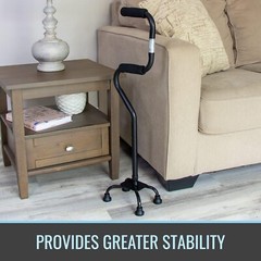 Quad Base Walking Cane for Enhanced Support – Adjustable Height 31.5-37.5in