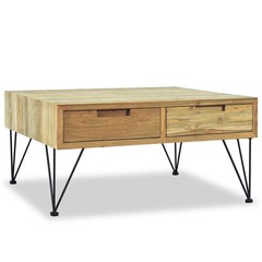 Coffee Table End Table Accent Sofa Table with 2 Drawers Solid Teak vidaXL