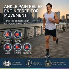 Ankle Brace for Men & Women – Adjustable Compression Sleeve with Wrap, Stability