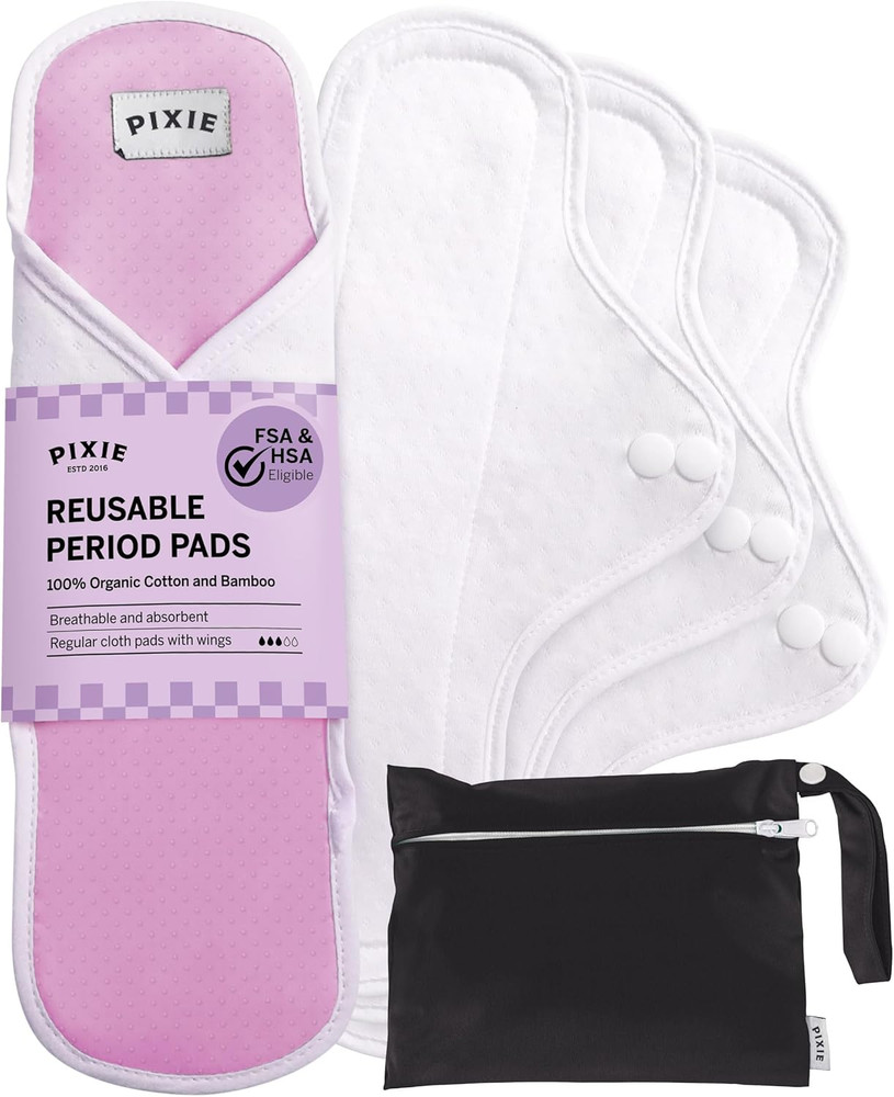 Pixie Cotton Cloth Pads for Feminine Care – 100% Organic Reusable Pads – Ranked