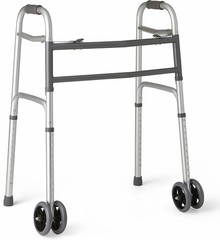 Medline Heavy-Duty Bariatric Folding Walker with 5” Wheels and Durable Handles