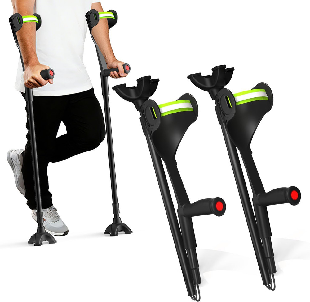 Forearm Crutches for Adults –Heavy-Duty Aluminum Arm Crutches, Adjustable Forear