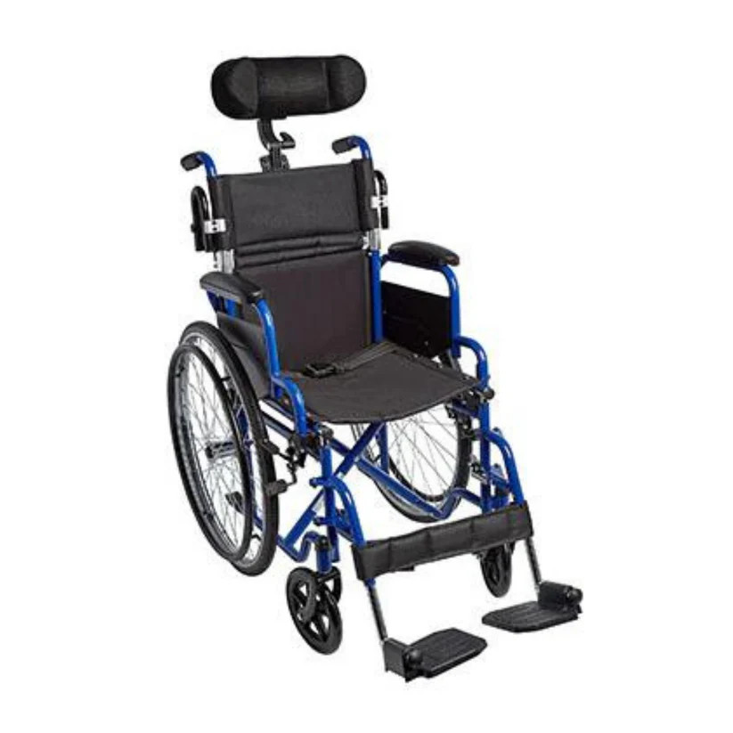 Blue lightweight manual wheelchair „Ziggo Headrest“, 14 inc.