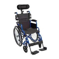 Blue lightweight manual wheelchair „Ziggo Headrest“, 14 inc.