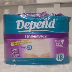 Depend Underwear Brief Super Plus 18 Pack 2002 Sm-Med RARE! Open 2 Used. Only 16