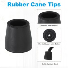 Quad Cane Tips 1-1/8 Inch, 4 Pcs Walking Cane Accessories, Black(Style 1)