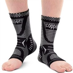 INDEEMAX Copper Ankle Brace Large, Copper-Silver Black 2 Pack