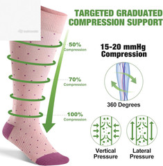 [2 Pairs] Plus Size Compression Socks Wide Calf Bamboo 15-20 mmHg Knee High