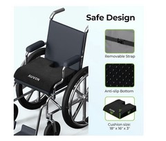 AUVON Memory Foam Wheelchair Cushion Black Ergonomic Breathable Non-Slip NWOT