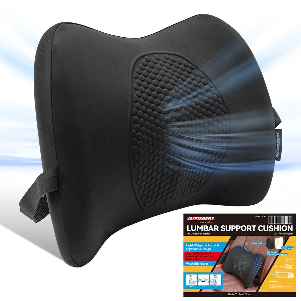 Comfortable Gel Memory Foam Lumbar Cushion Back Support Pillow for Car Office