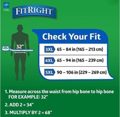 FitRight Ultra Easy Flex Stretch Incontinence Unisex Adult Briefs, 4XL, 8-Pack