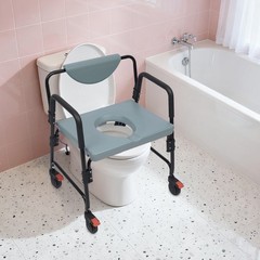 250kg/551.16lb Toilet Chair Bedside Commode Chair Rolling Commode Chair w/Wheels