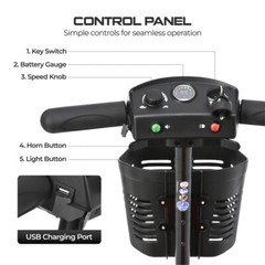 4 Wheels Foldable Mobility Scooter 20 Miles 330bs Capacity 5 MPH w/ LED Light