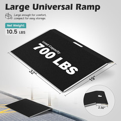 Portable 19″x32″ Anti-Slip Aluminum Ramp for Wheelchairs, 700 lbs Capacity