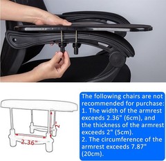 Deluxe 2pc Black Armrest Extender, Ergonomic Wrist Support Desk/Chair Mount