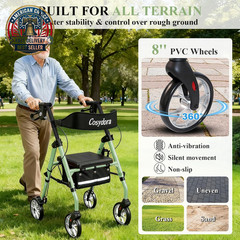 Rollator Walkers for Seniors with Seat, 15 Lbs Ultra Lightweight Foldable Rollin