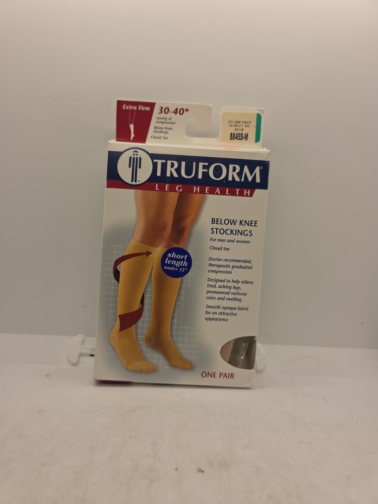 Truform Leg Health Below Knee Compression Stockings Open Toe Medium 30-40 mmHg